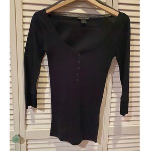 Ralph Lauren black scoop neck button top